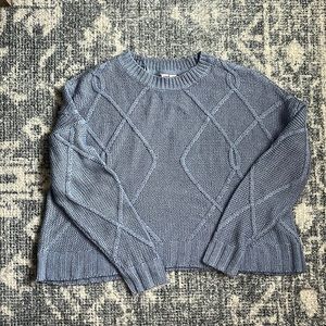 Blue Oversized Cropped Knit Sweater